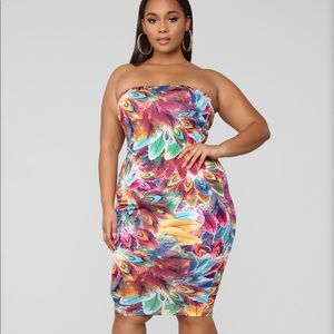 Fashion Nova Feather Tube Dress 3X